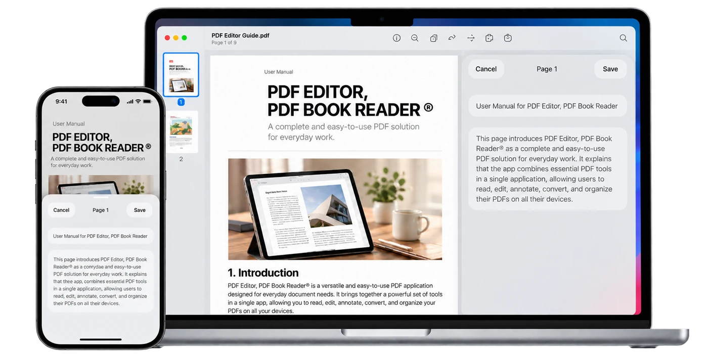 Apple Intelligence features in PDF Editor, PDF Book Reader®